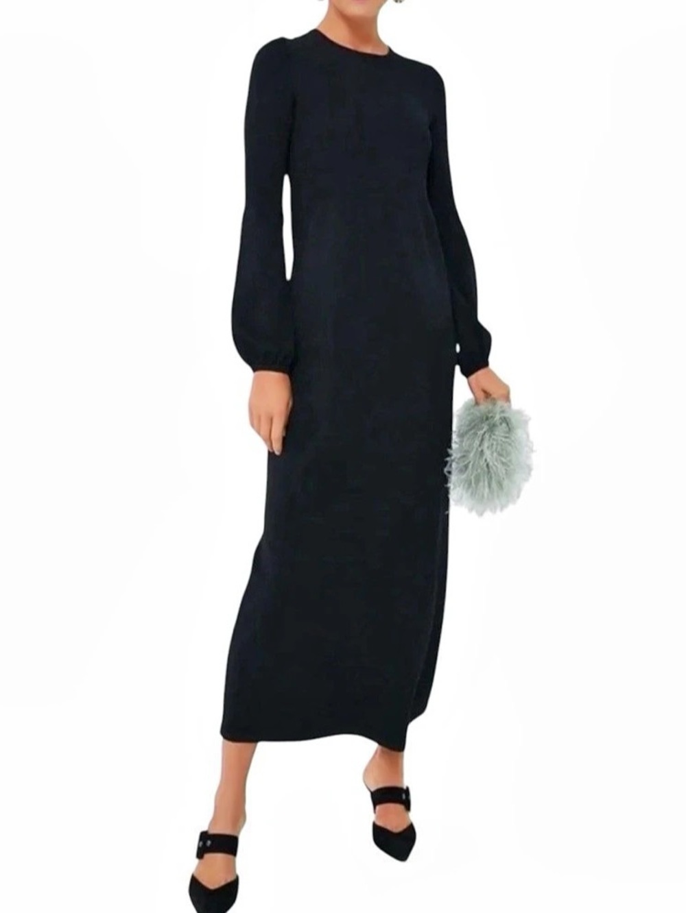 Pomander Place Long Sleeve Smocked Puff Sleeve Midi Dress